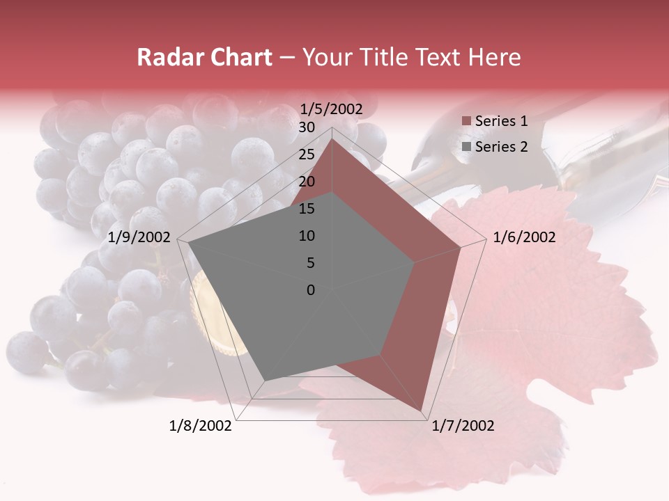 Blue Wine With Bottle And Grapes PowerPoint Template