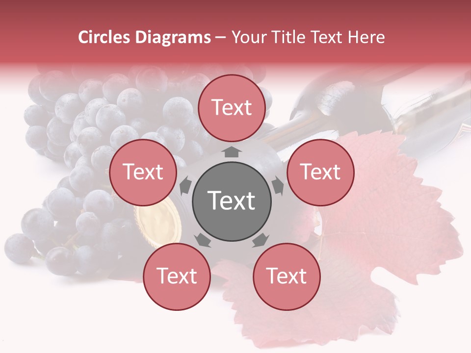 Blue Wine With Bottle And Grapes PowerPoint Template