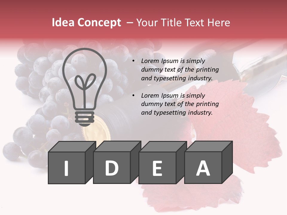 Blue Wine With Bottle And Grapes PowerPoint Template