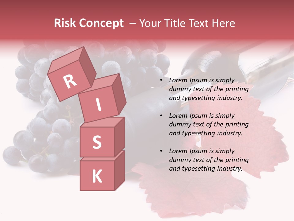 Blue Wine With Bottle And Grapes PowerPoint Template