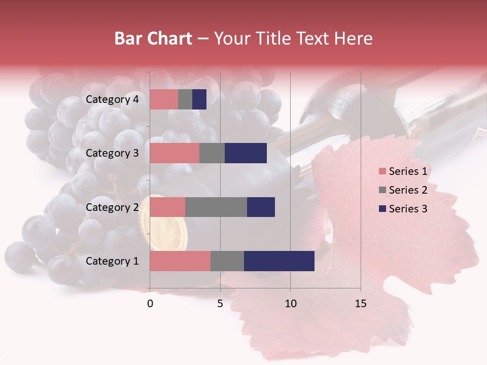 Blue Wine With Bottle And Grapes PowerPoint Template