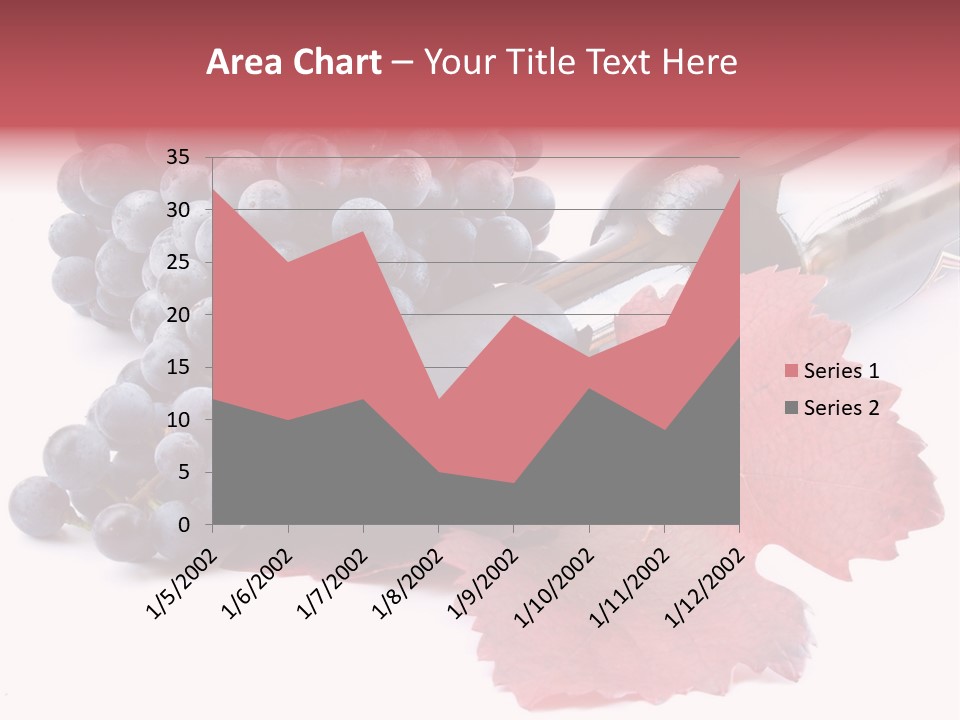 Blue Wine With Bottle And Grapes PowerPoint Template