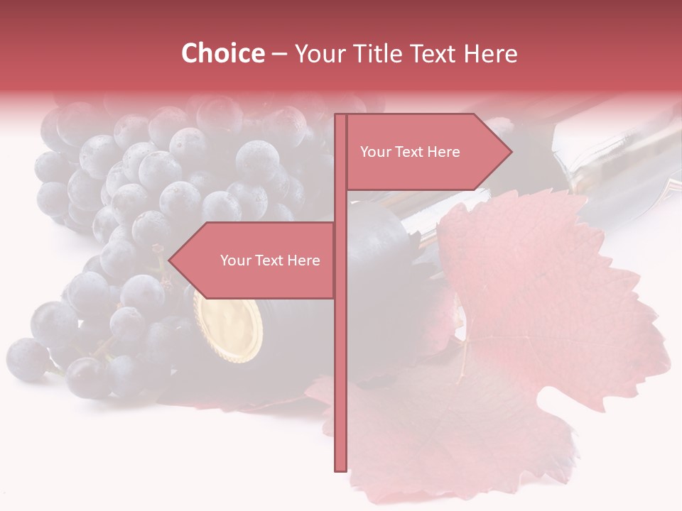 Blue Wine With Bottle And Grapes PowerPoint Template