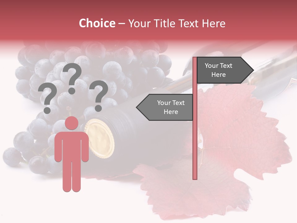 Blue Wine With Bottle And Grapes PowerPoint Template