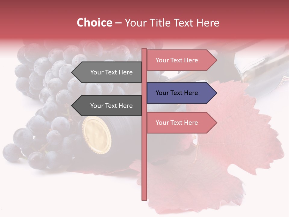 Blue Wine With Bottle And Grapes PowerPoint Template