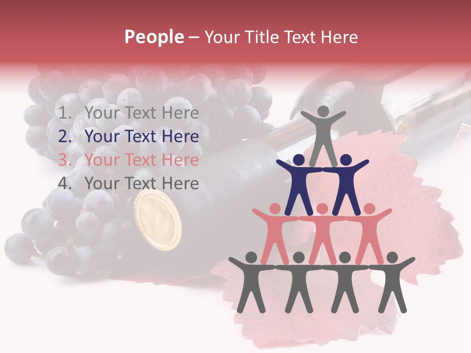 Blue Wine With Bottle And Grapes PowerPoint Template