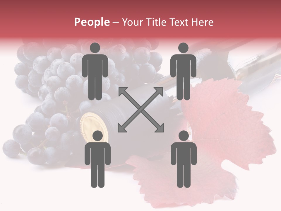 Blue Wine With Bottle And Grapes PowerPoint Template