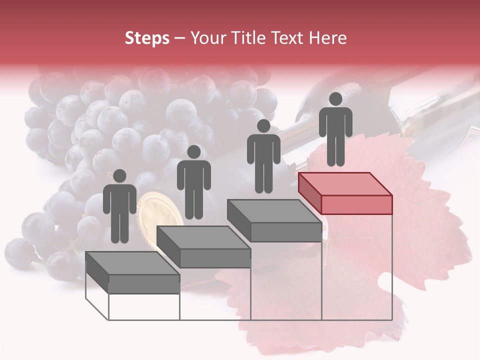 Blue Wine With Bottle And Grapes PowerPoint Template