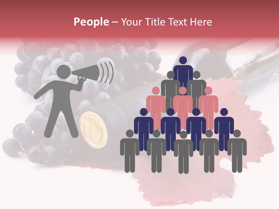 Blue Wine With Bottle And Grapes PowerPoint Template