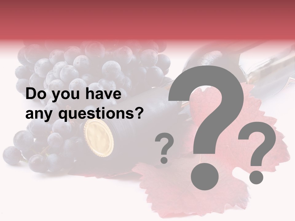 Blue Wine With Bottle And Grapes PowerPoint Template