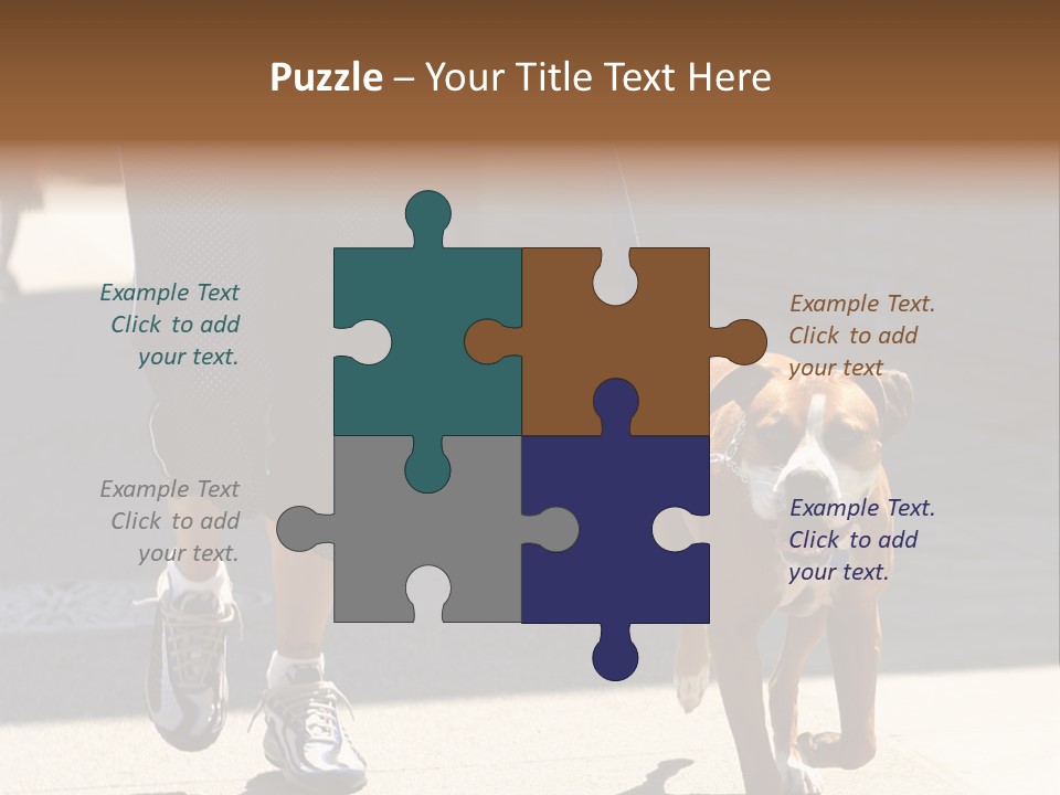 A Person Walking A Brown And White Dog On A Leash PowerPoint Template