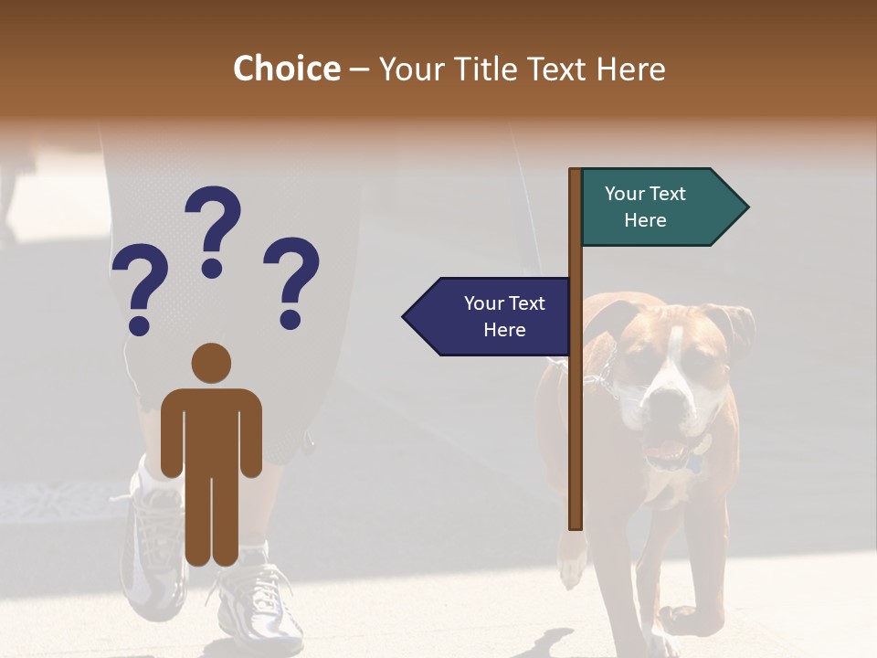 A Person Walking A Brown And White Dog On A Leash PowerPoint Template