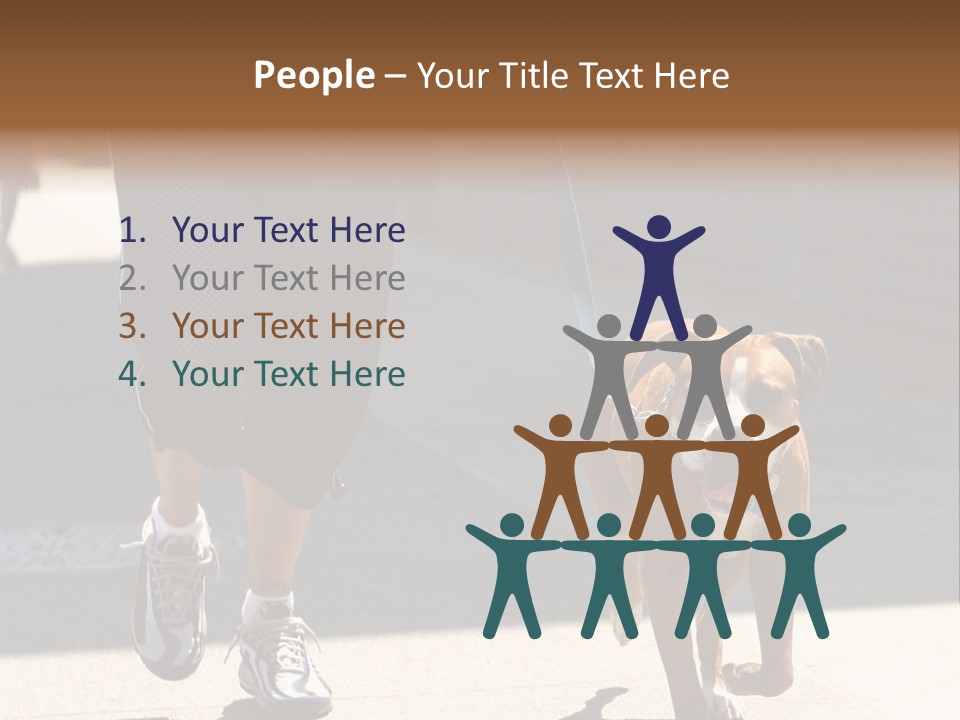 A Person Walking A Brown And White Dog On A Leash PowerPoint Template