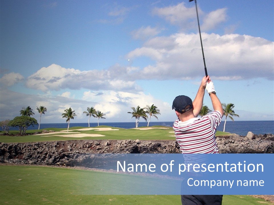 A Man Swinging A Golf Club On A Golf Course PowerPoint Template