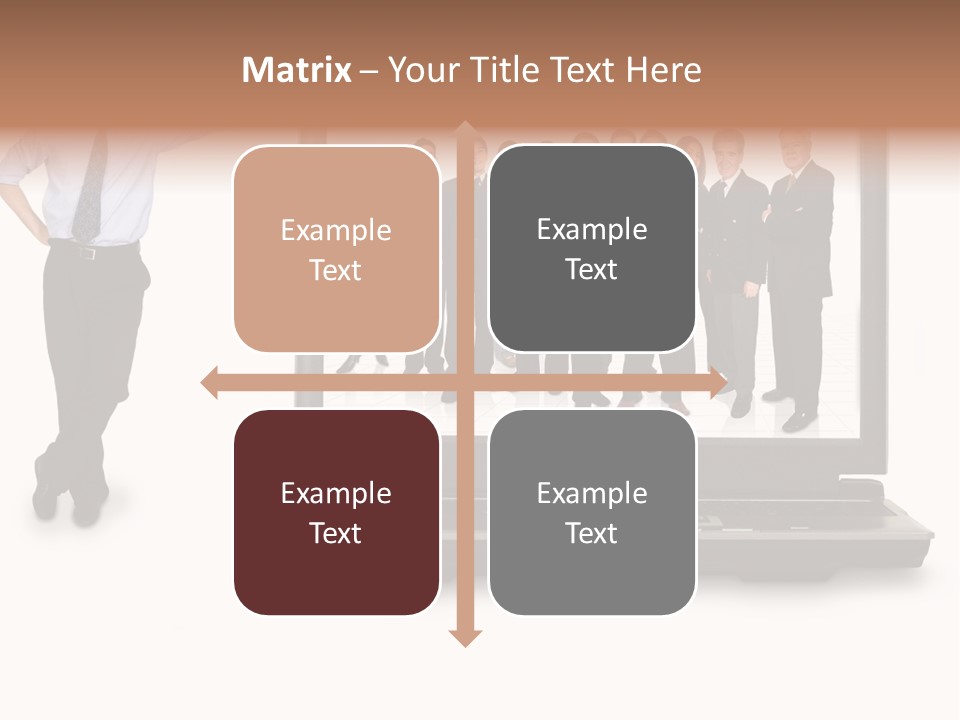 Business Online Team In A Laptop Computer With A Businessman Next To It PowerPoint Template
