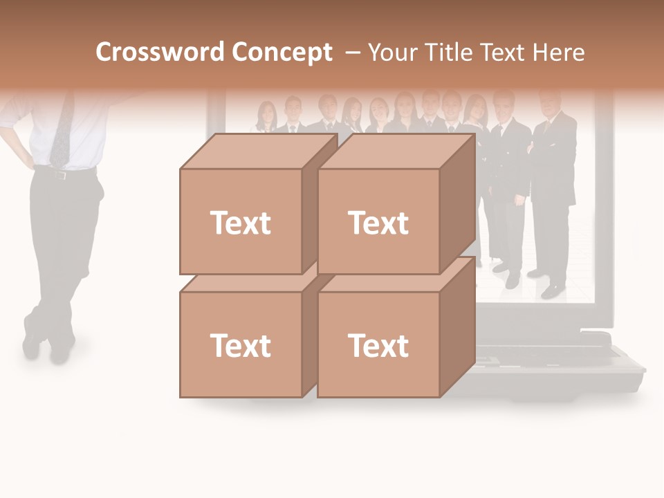 Business Online Team In A Laptop Computer With A Businessman Next To It PowerPoint Template