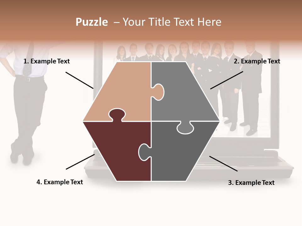 Business Online Team In A Laptop Computer With A Businessman Next To It PowerPoint Template