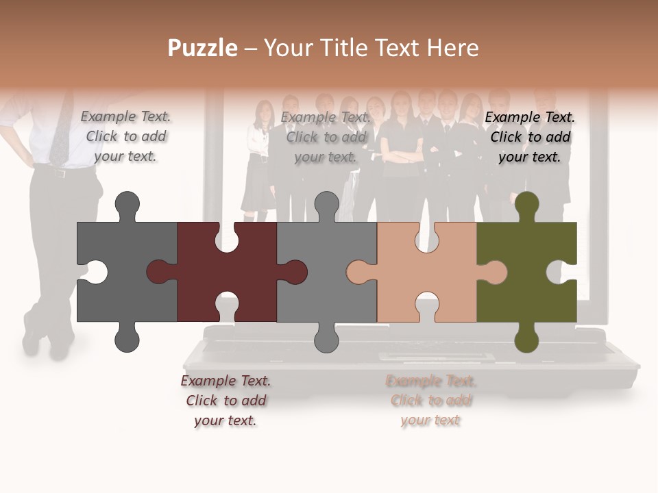 Business Online Team In A Laptop Computer With A Businessman Next To It PowerPoint Template