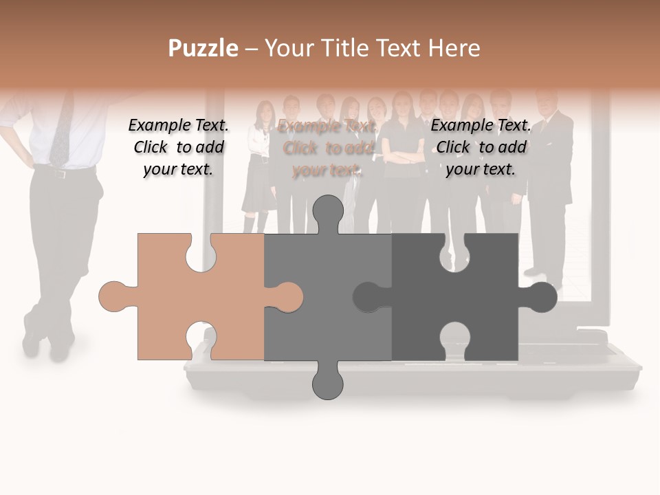 Business Online Team In A Laptop Computer With A Businessman Next To It PowerPoint Template