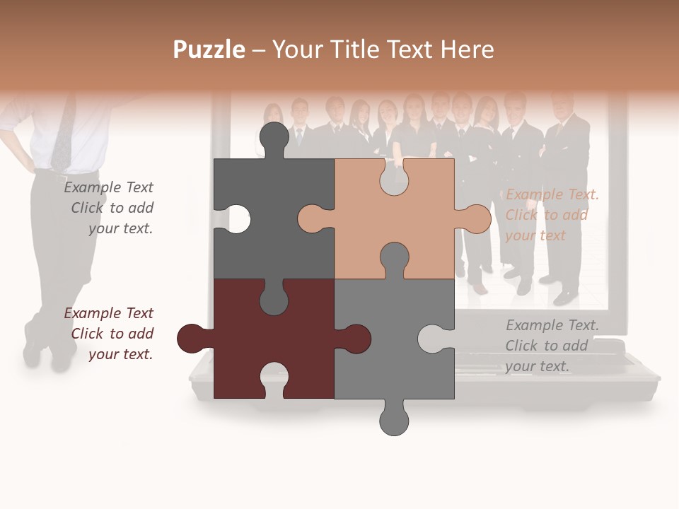 Business Online Team In A Laptop Computer With A Businessman Next To It PowerPoint Template