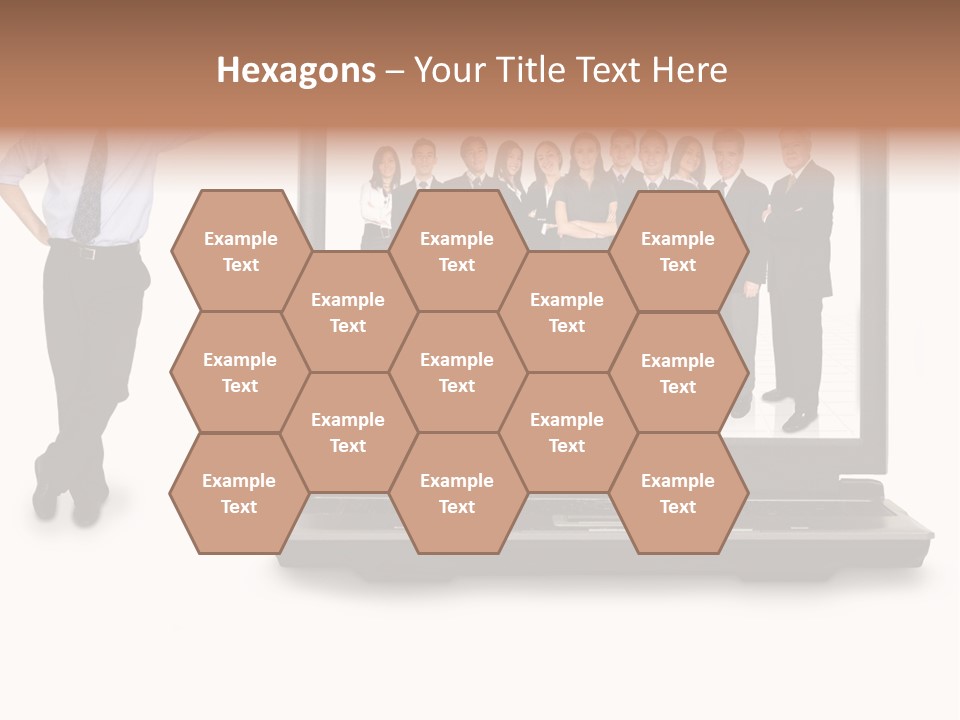 Business Online Team In A Laptop Computer With A Businessman Next To It PowerPoint Template