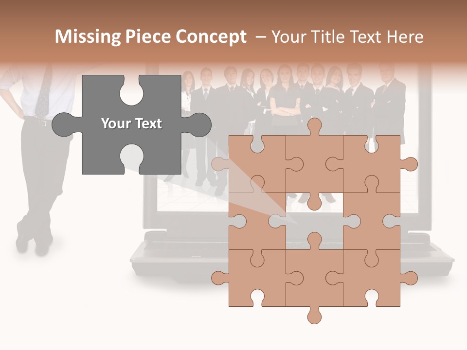 Business Online Team In A Laptop Computer With A Businessman Next To It PowerPoint Template