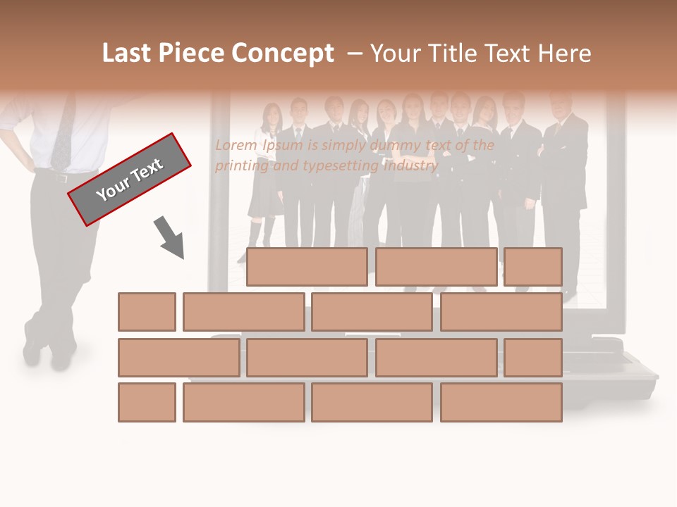 Business Online Team In A Laptop Computer With A Businessman Next To It PowerPoint Template