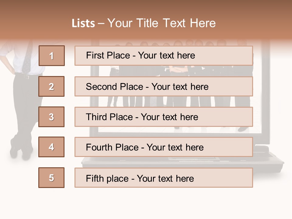 Business Online Team In A Laptop Computer With A Businessman Next To It PowerPoint Template