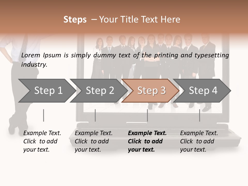 Business Online Team In A Laptop Computer With A Businessman Next To It PowerPoint Template