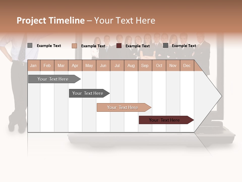 Business Online Team In A Laptop Computer With A Businessman Next To It PowerPoint Template
