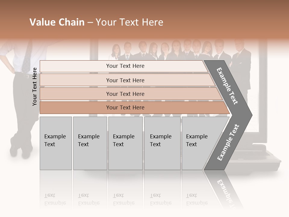 Business Online Team In A Laptop Computer With A Businessman Next To It PowerPoint Template