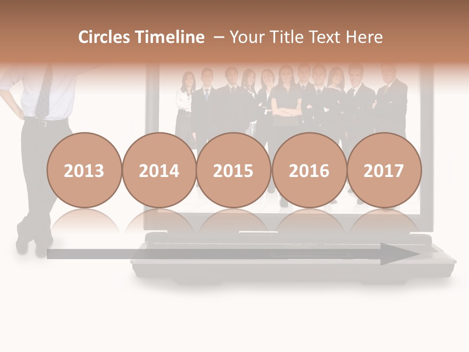 Business Online Team In A Laptop Computer With A Businessman Next To It PowerPoint Template