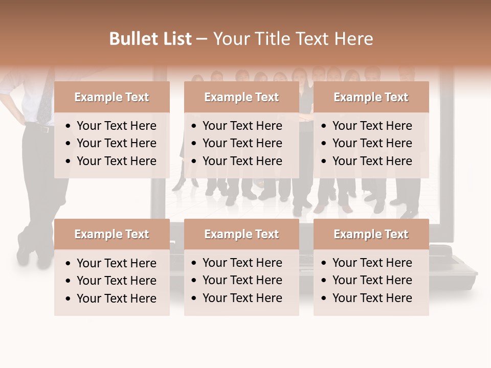 Business Online Team In A Laptop Computer With A Businessman Next To It PowerPoint Template