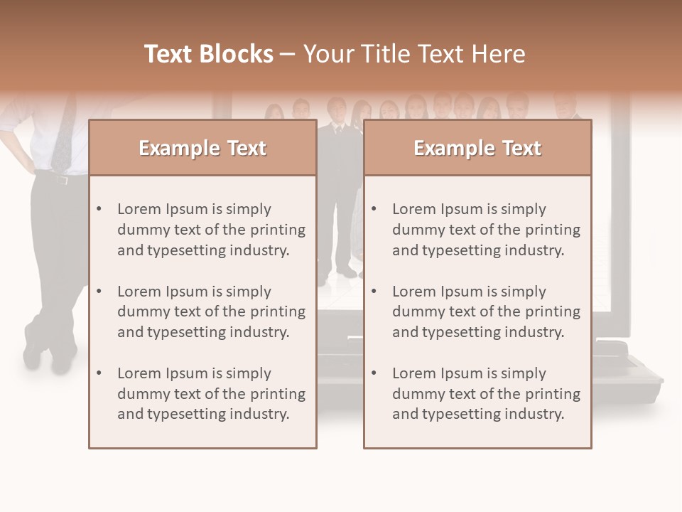 Business Online Team In A Laptop Computer With A Businessman Next To It PowerPoint Template