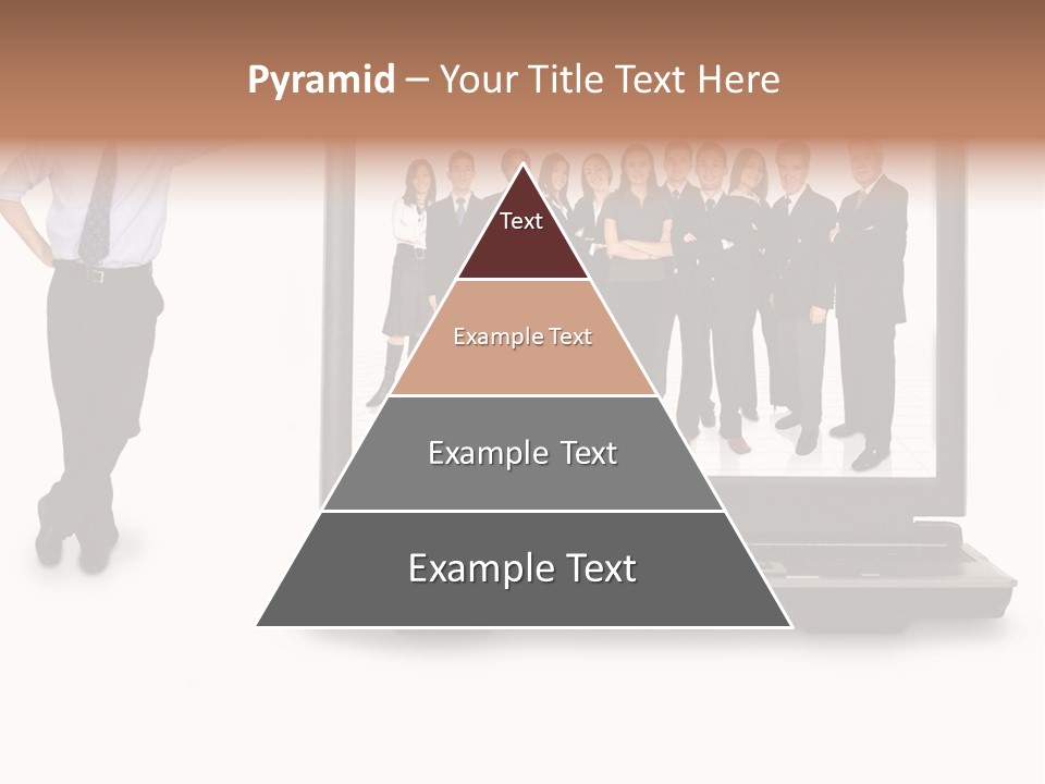 Business Online Team In A Laptop Computer With A Businessman Next To It PowerPoint Template