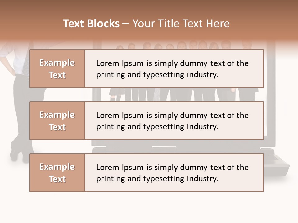 Business Online Team In A Laptop Computer With A Businessman Next To It PowerPoint Template