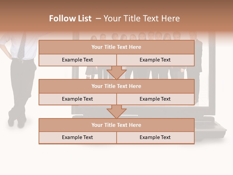 Business Online Team In A Laptop Computer With A Businessman Next To It PowerPoint Template