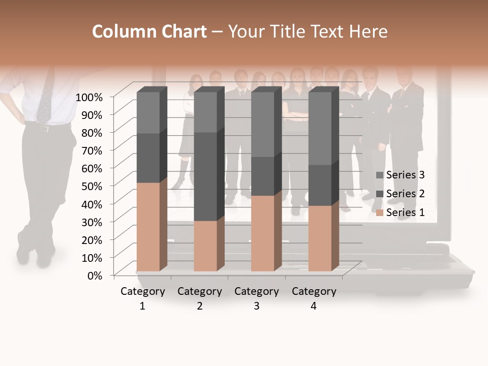 Business Online Team In A Laptop Computer With A Businessman Next To It PowerPoint Template