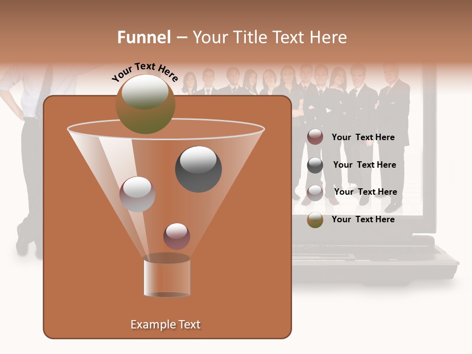 Business Online Team In A Laptop Computer With A Businessman Next To It PowerPoint Template