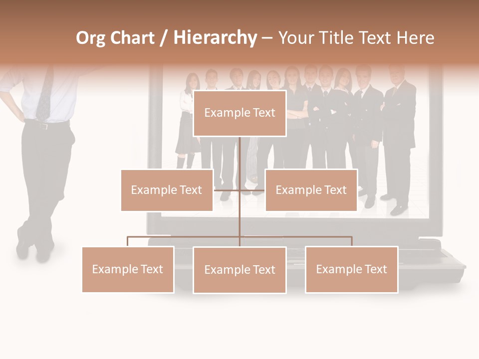 Business Online Team In A Laptop Computer With A Businessman Next To It PowerPoint Template