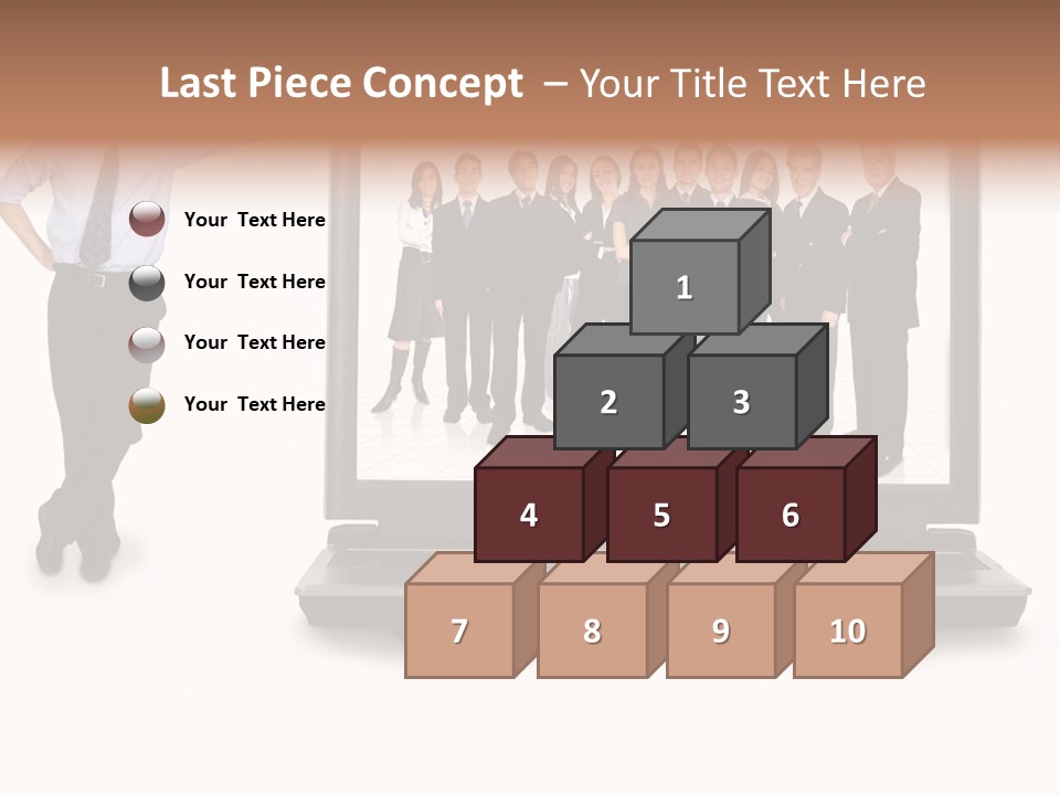 Business Online Team In A Laptop Computer With A Businessman Next To It PowerPoint Template