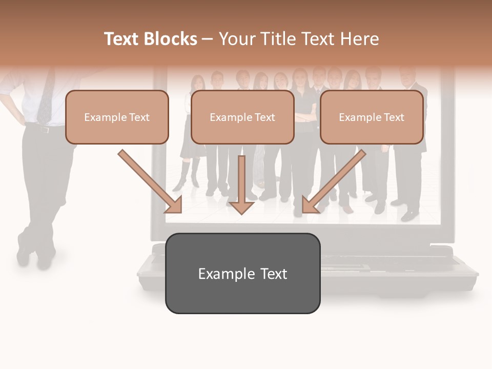 Business Online Team In A Laptop Computer With A Businessman Next To It PowerPoint Template