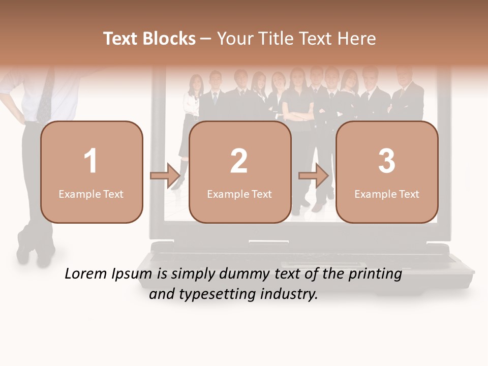 Business Online Team In A Laptop Computer With A Businessman Next To It PowerPoint Template