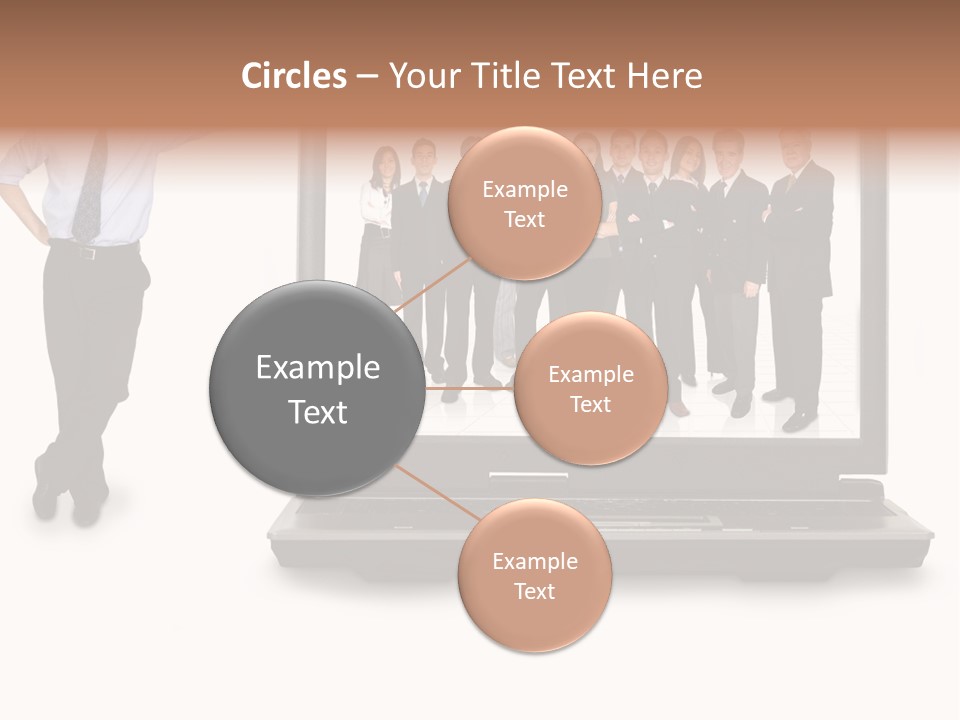 Business Online Team In A Laptop Computer With A Businessman Next To It PowerPoint Template