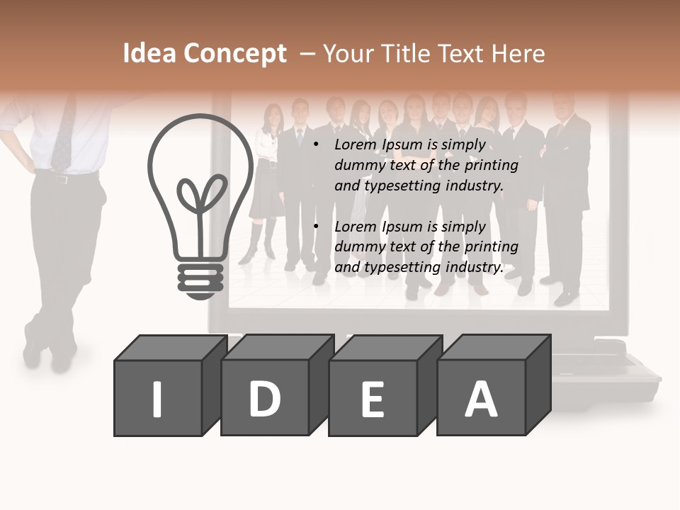 Business Online Team In A Laptop Computer With A Businessman Next To It PowerPoint Template