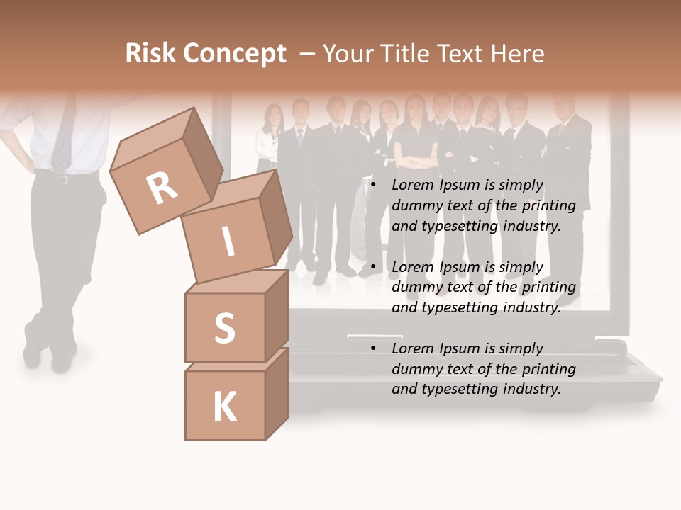 Business Online Team In A Laptop Computer With A Businessman Next To It PowerPoint Template