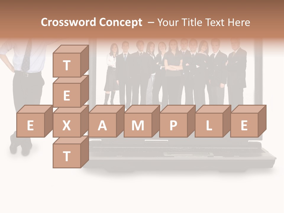 Business Online Team In A Laptop Computer With A Businessman Next To It PowerPoint Template