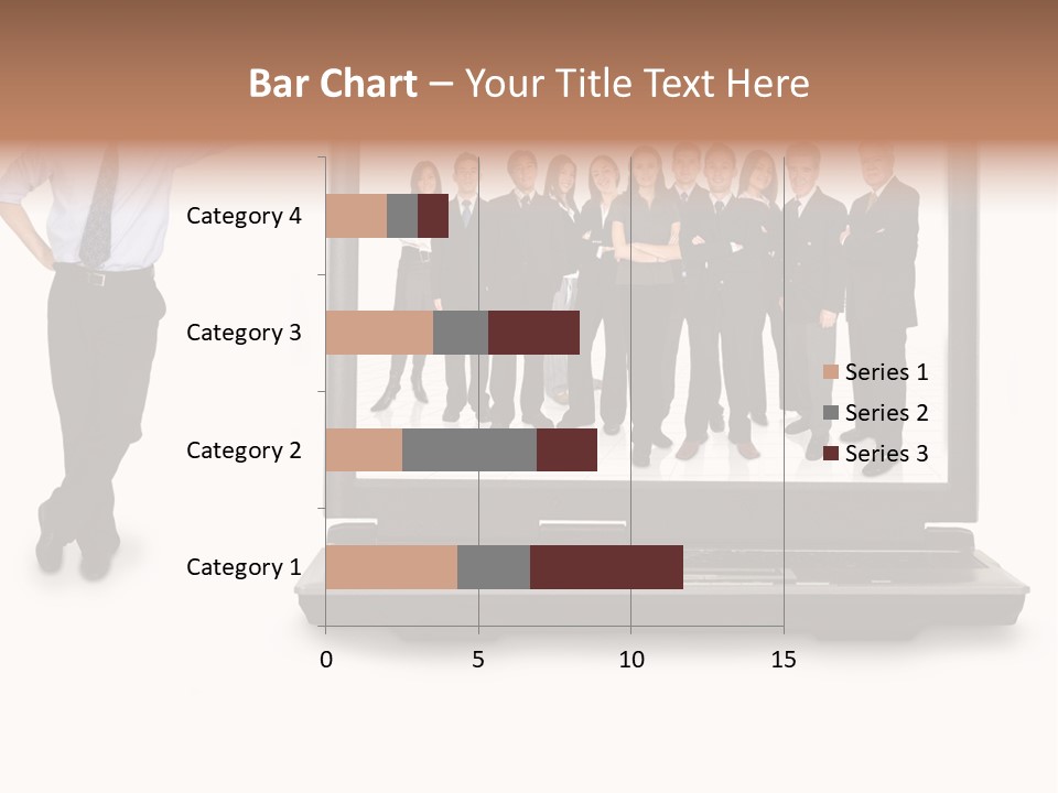 Business Online Team In A Laptop Computer With A Businessman Next To It PowerPoint Template