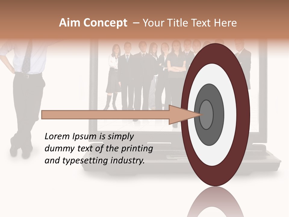 Business Online Team In A Laptop Computer With A Businessman Next To It PowerPoint Template