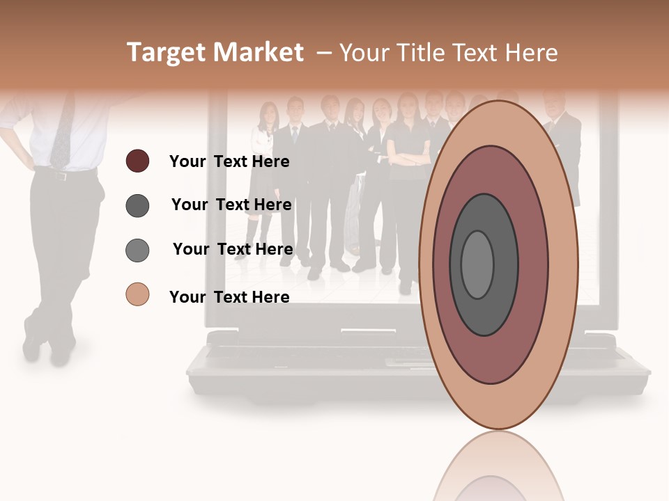 Business Online Team In A Laptop Computer With A Businessman Next To It PowerPoint Template